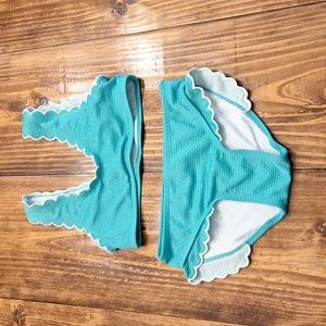 Copper Key Kids Green Scalloped Swimsuit Size 10